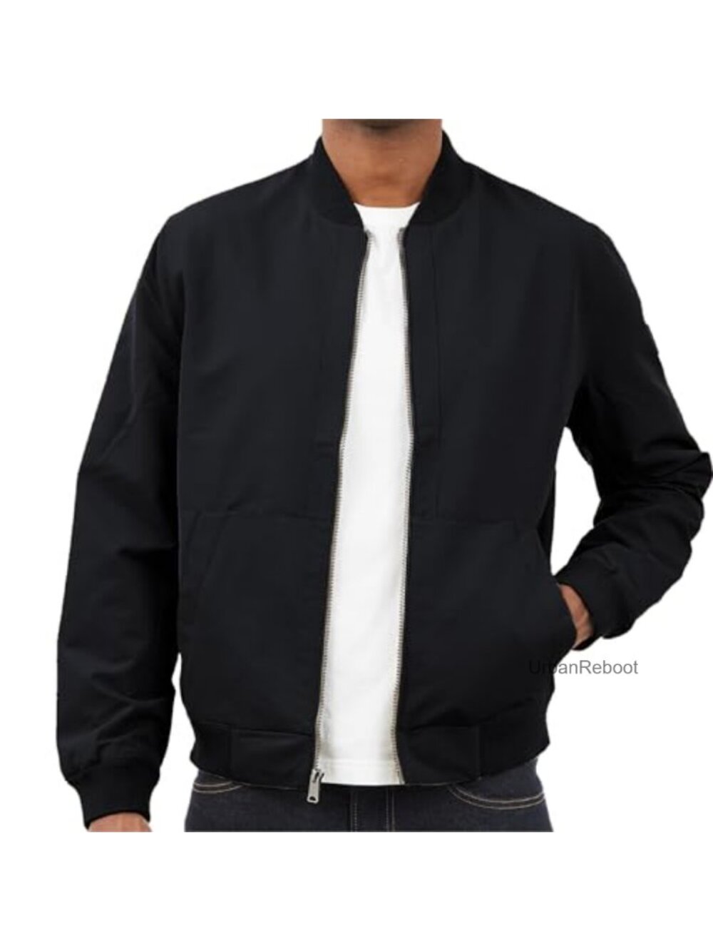 Mens Classic Bomber Jacket 100% Polyester Lightweight Zip Front